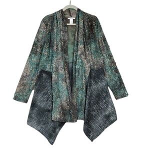 Mona Leah Textured Fairy Grunge Open Front Cardigan Sz XL Lagenlook